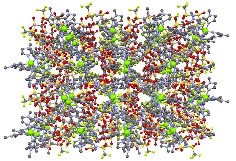 今回開発したMgイオン伝導性分子結晶電解質の結晶構造
